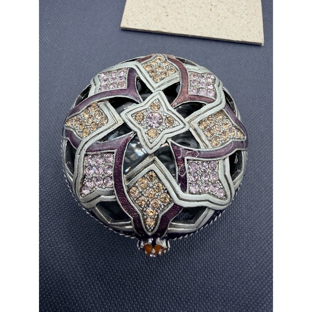 Kaleidoscope Ordinate CRYSTAL ENAMEL VANITY JAR CANISTER TRINKET BOX Filigree